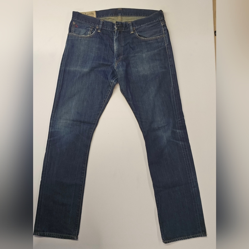 Polo Ralph Lauren Pants Mens 35 X 32 Blue 625 Varick Slim Jeans 100% Cotton